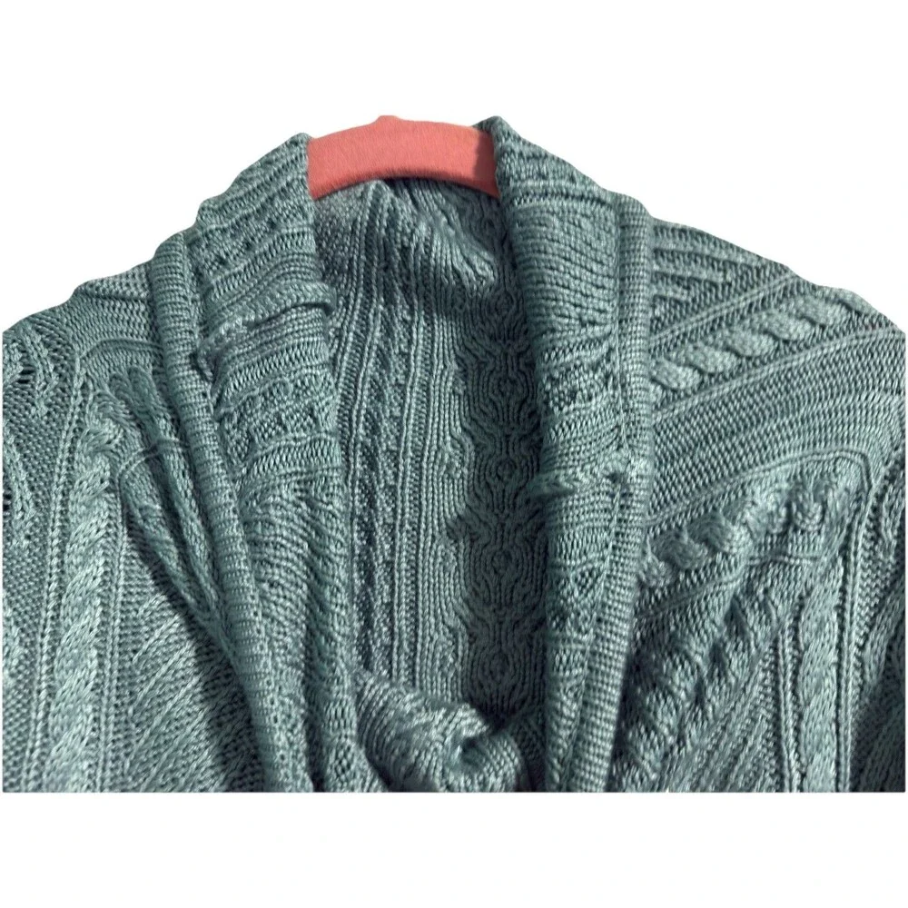 V28 Teal Cable Knit Longline Cardigan Sweater XL